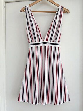 FAITHFULL THE BRAND RICHIE STRIPED HALTER DRESS IN WHITE (M)